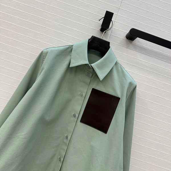 Loewe A-line Denim Shirt Jacket Green Cotton