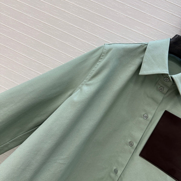 Loewe A-line Denim Shirt Jacket Green Cotton