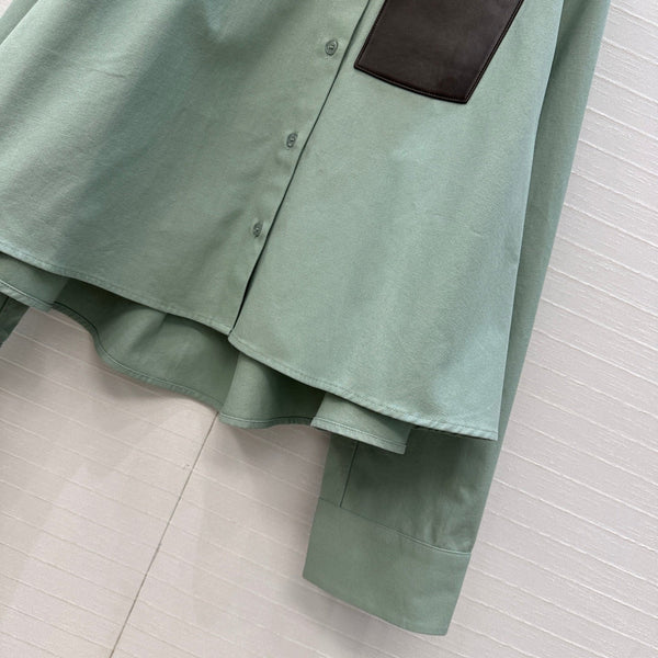Loewe A-line Denim Shirt Jacket Green Cotton