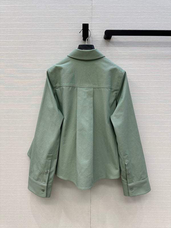 Loewe A-line Denim Shirt Jacket Green Cotton