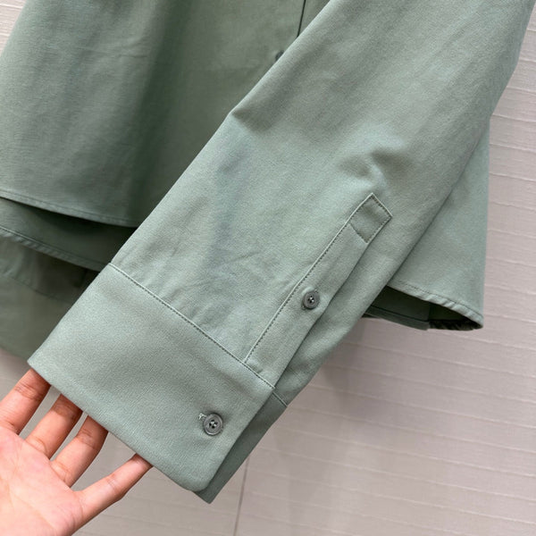 Loewe A-line Denim Shirt Jacket Green Cotton