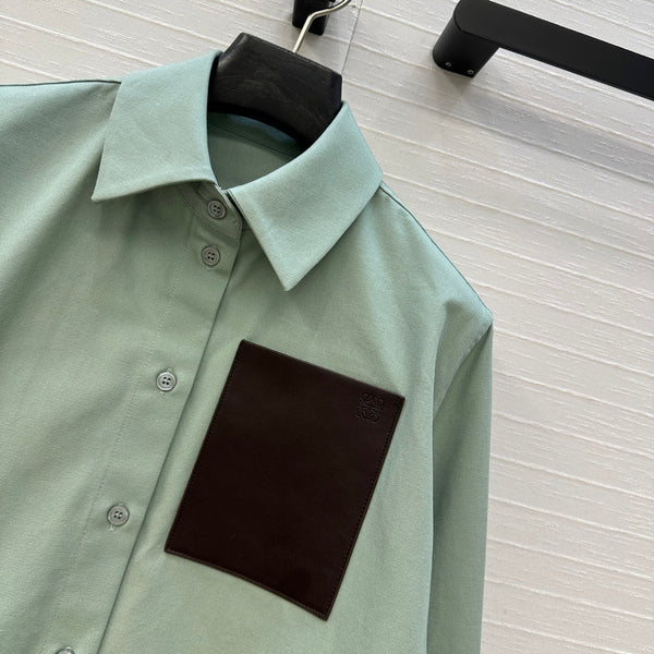Loewe A-line Denim Shirt Jacket Green Cotton