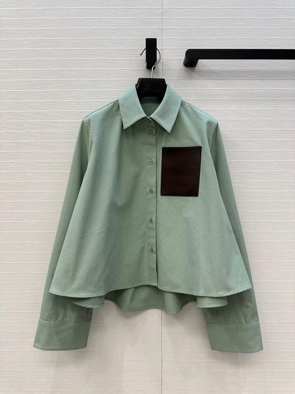 Loewe A-line Denim Shirt Jacket Green Cotton
