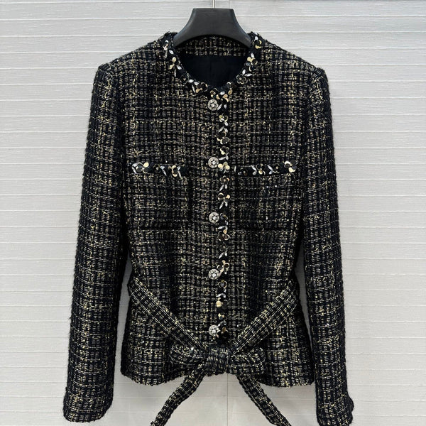 Giacca in tweed CC 25 in lana e poliammide nera