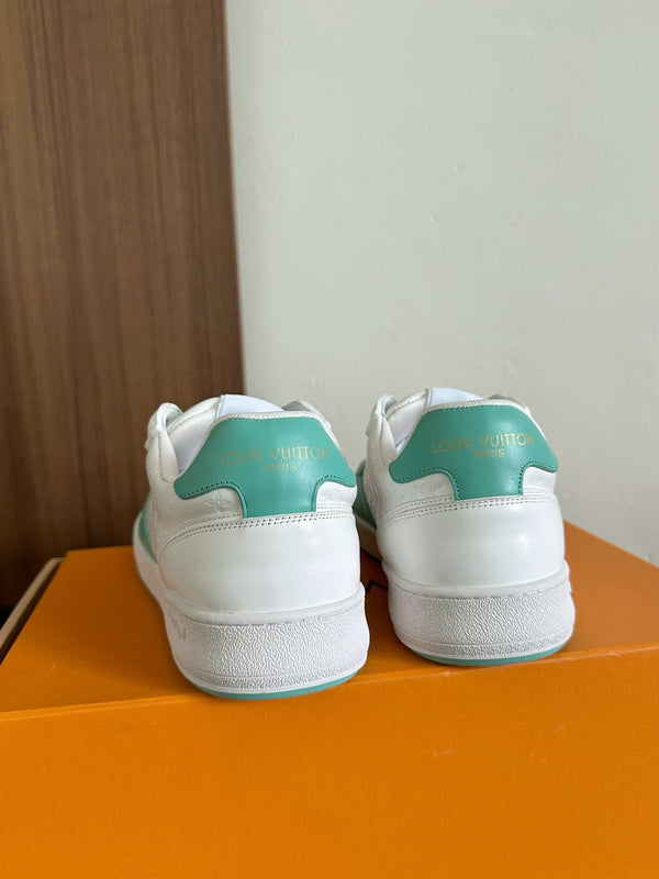 LV Stadium Sneaker White Mix Aqua Green Monogram Cowhide