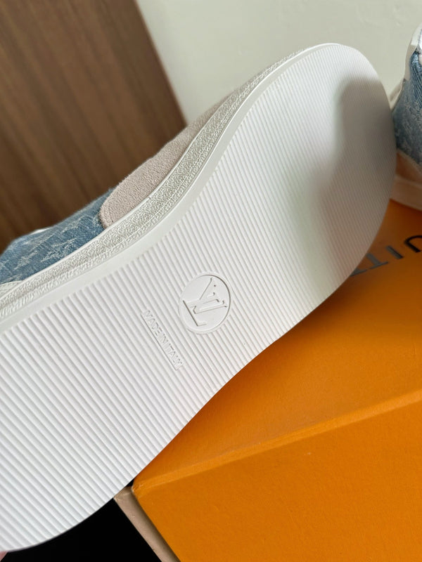 LV Stadium Sneaker Blue Mix Brown Monogram Suede