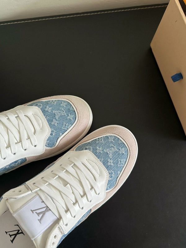 LV Stadium Sneaker Blue Mix Brown Monogram Suede