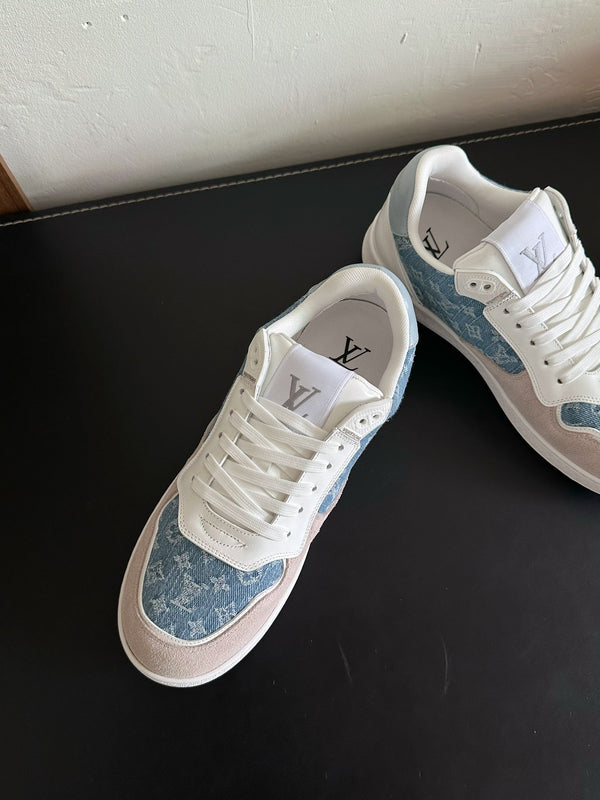 LV Stadium Sneaker Blue Mix Brown Monogram Suede