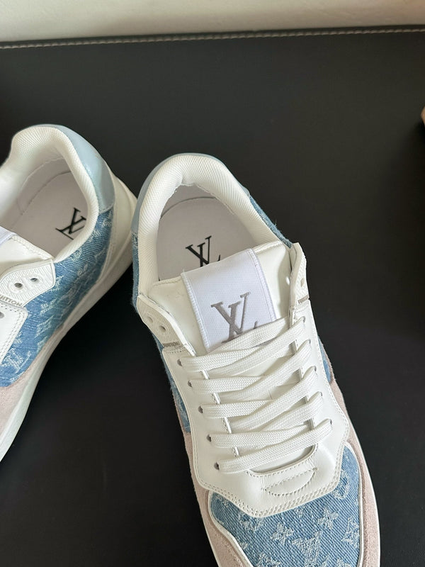 LV Stadium Sneaker Blue Mix Brown Monogram Suede