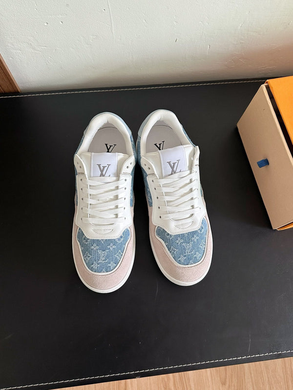 LV Stadium Sneaker Blue Mix Brown Monogram Suede