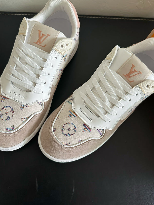 LV Stadium Sneaker White Mix Brown Monogram Suede