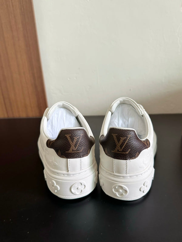 LV Time Out Sneakers White Mix Brown Monogram Cowhide