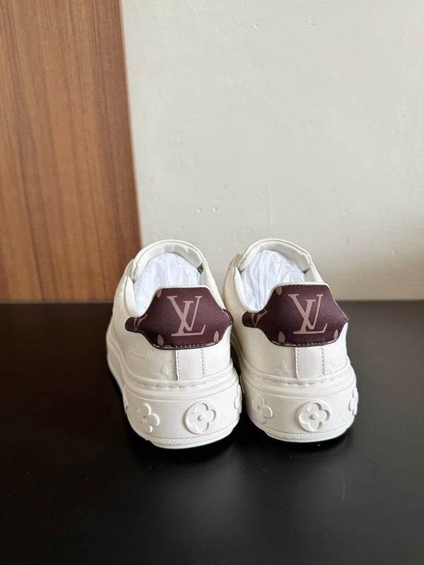 LV Time Out Sneakers White Mix Brown Monogram Calfskin