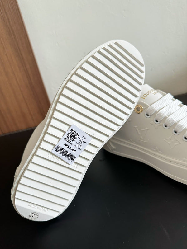 LV Time Out Sneakers White Mix Brown Monogram Calfskin