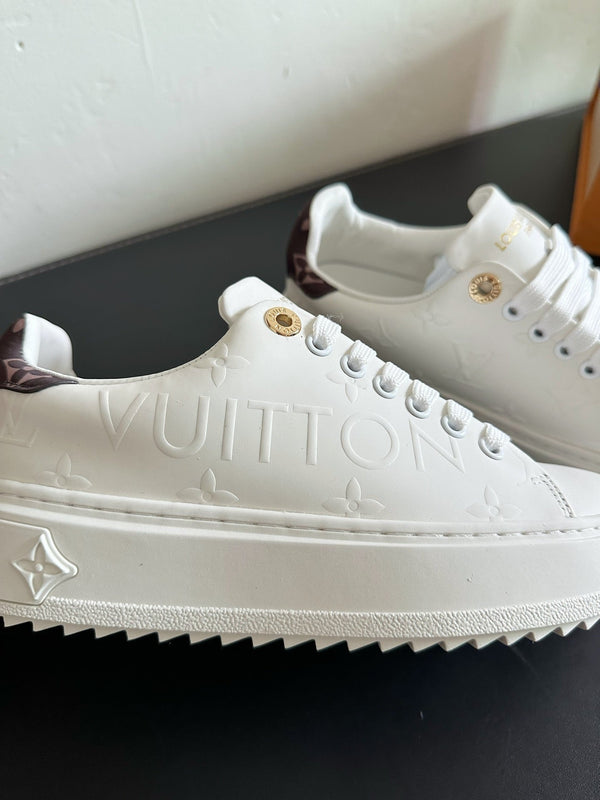 LV Time Out Sneakers White Mix Brown Monogram Calfskin