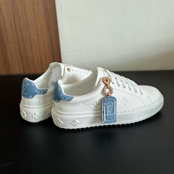 LV Time Out Sneakers White Mix Light Blue Calfskin