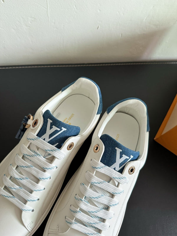LV Time Out Sneakers White Mix Dark Blue Calfskin