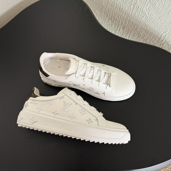 LV Sneakers Time Out White Silver Monogram Calfskin