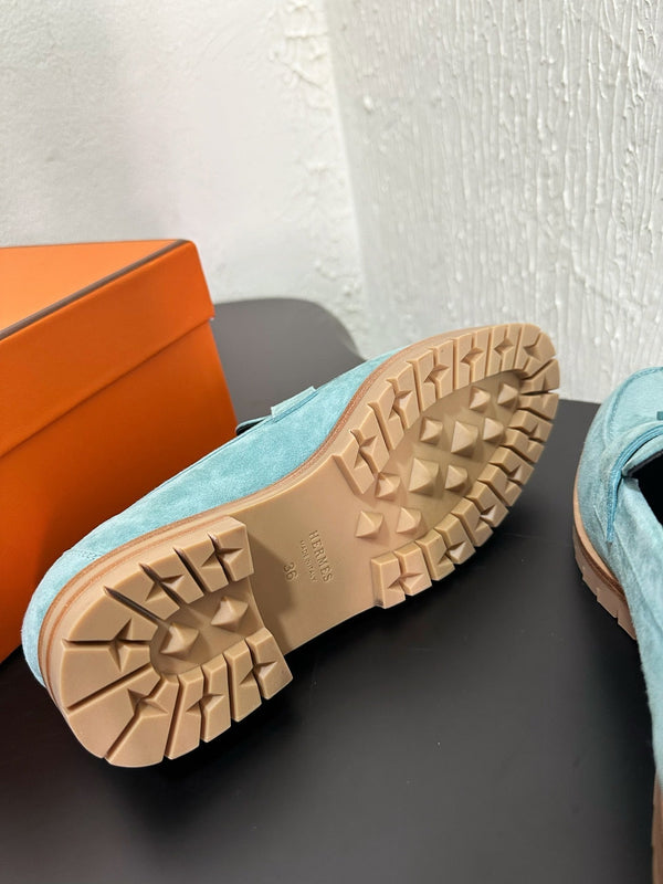 HM Faubourg Loafer 30mm Baby Blue Color Suede 960937