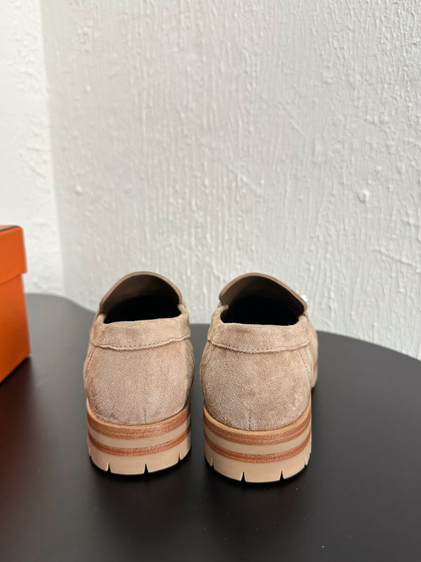 Mocassino HM Faubourg 30mm in pelle scamosciata marrone chiaro 960938