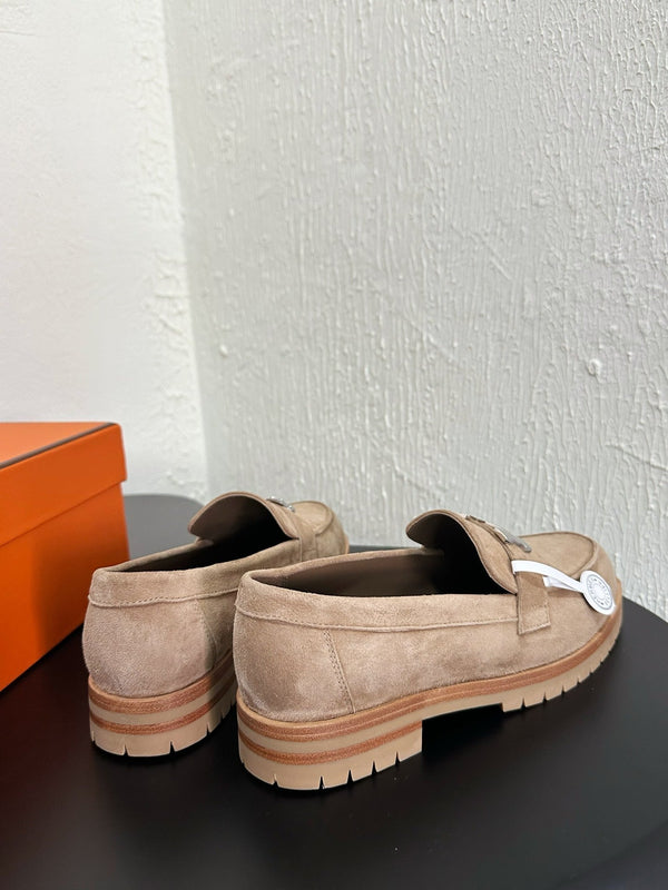 Mocassino HM Faubourg 30mm in pelle scamosciata marrone chiaro 960938