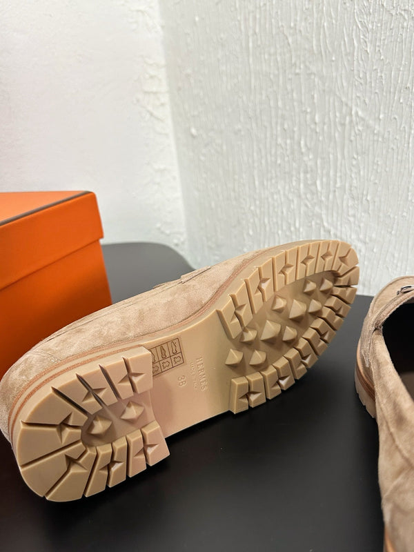 Mocassino HM Faubourg 30mm in pelle scamosciata marrone chiaro 960938