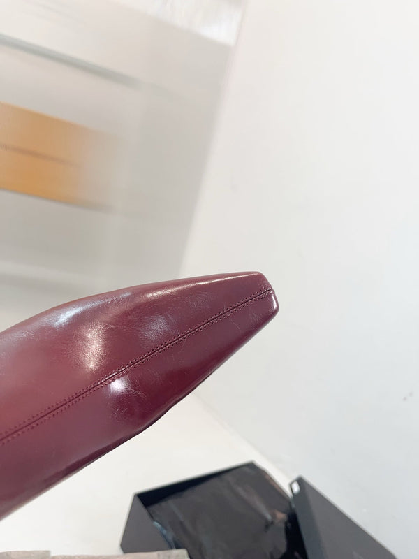 YSL 25 High-heeled Boot Burgundy Cowhide 522266