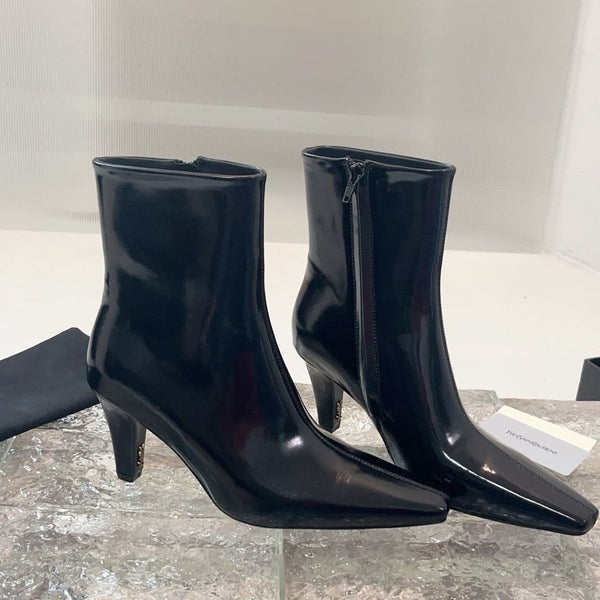 YSL 25 High-heeled Boot Black Cowhide 522267