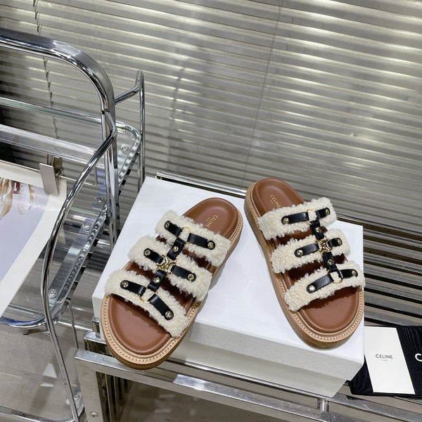 TIPPI SLIDE IN SHEARLING AND CALFSKIN BLACK/NATURAL