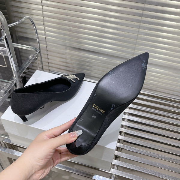 WOMEN'S HIGH HEELS BLACK CALFSKIN