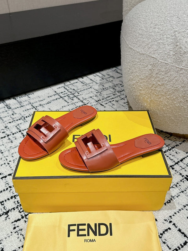 FF Baguette Rust Leather Slide