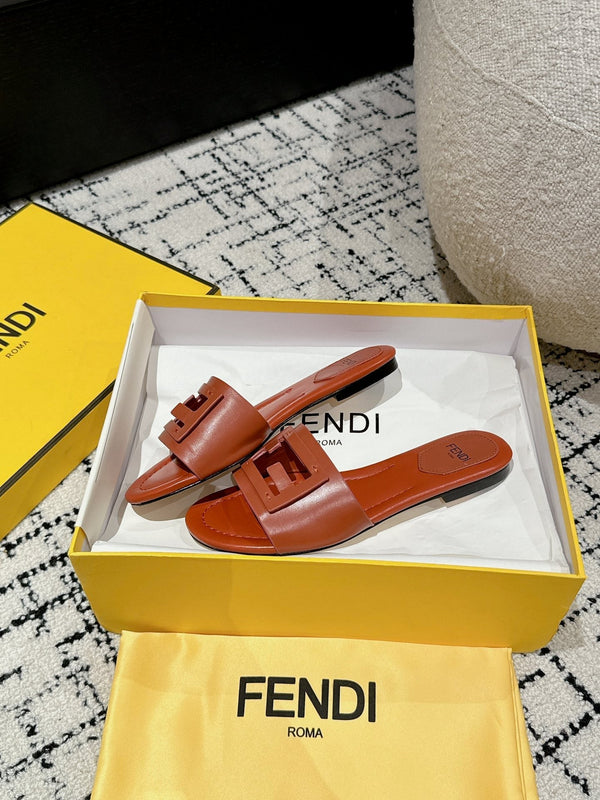 FF Baguette Rust Leather Slide