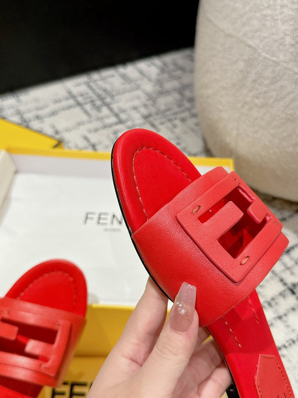FF Baguette Red Leather Slide