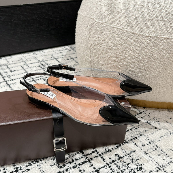 alaia slingbacks flat optic black heart lambskin