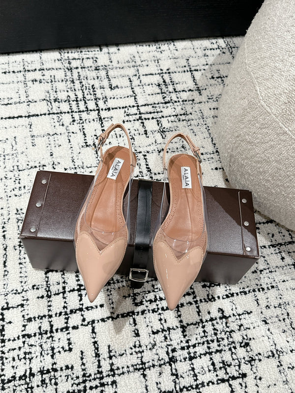 alaia slingbacks flat optic beige heart lambskin