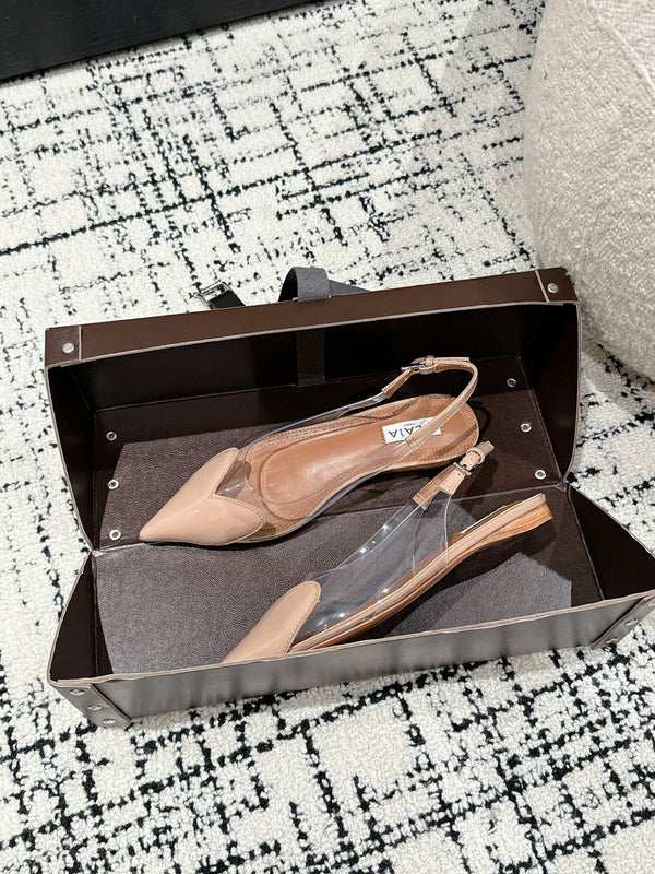 alaia slingbacks flat optic beige heart lambskin