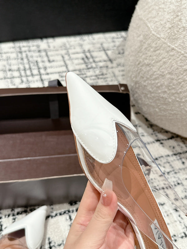 alaia slingbacks flat optic white heart lambskin