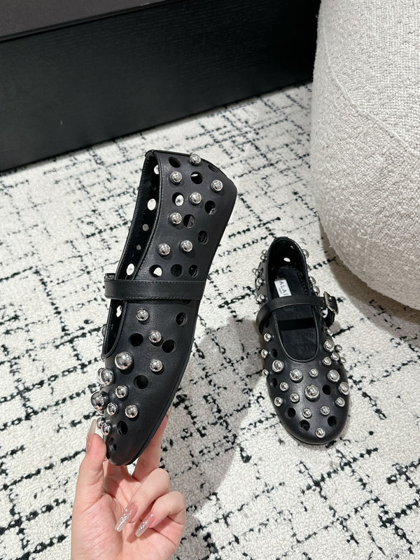 ALAIA PEARL MARY JANE SHOES IN BLACK LAMBSKIN