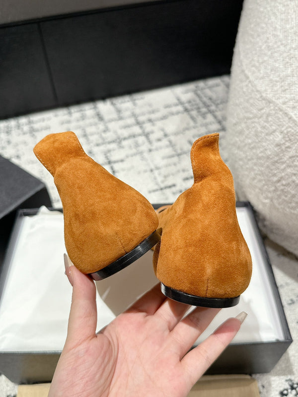 ALAIA PUMP 1 CM IN COPPER BROWN SUEDE MIX BLACK CALFSKIN