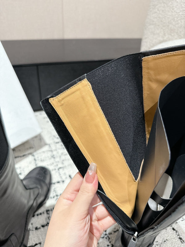 CD High Boots Black Classic Pattern Calfskin