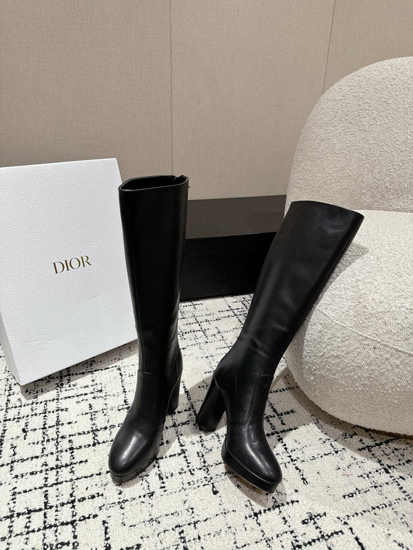 CD High Boots 100mm Black Lambskin