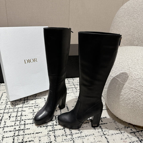 CD High Boots 100mm Black Lambskin