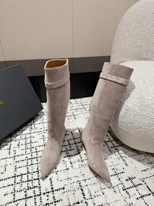 Alaila High Boots 60mm In Light Grey Suede 916739