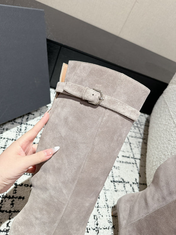 Alaila High Boots 60mm In Light Grey Suede 916739