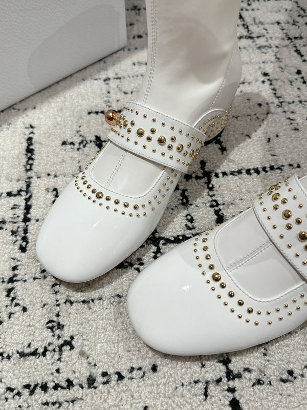 CD Belle-D Heeled Ankle Boot White Lambskin