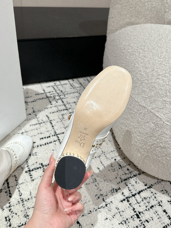 CD Belle-D Heeled Ankle Boot White Lambskin