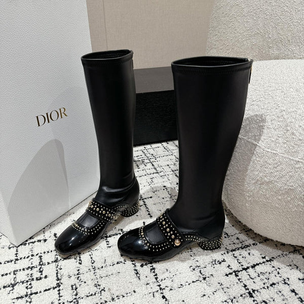 CD Belle-D Heeled Boot Black Lambskin