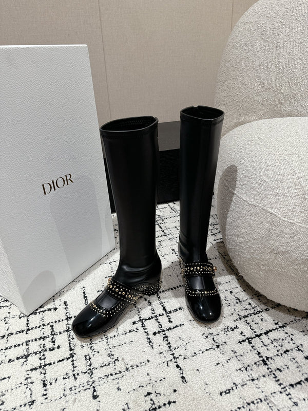 CD Belle-D Heeled Boot Black Lambskin