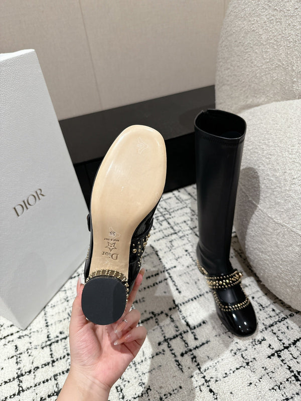 CD Belle-D Heeled Boot Black Lambskin