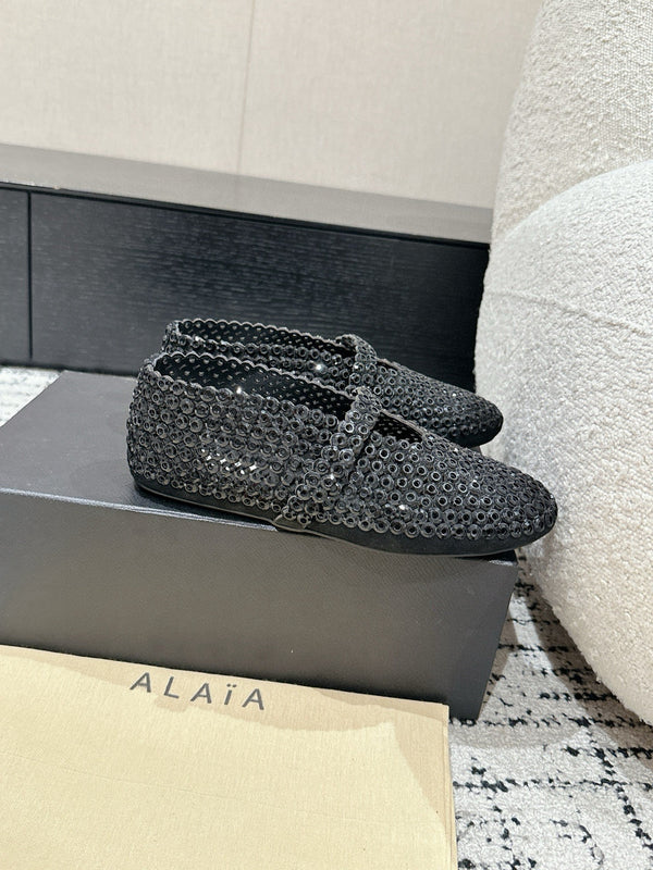 Alaia 25 Embellished Mary Jane Flats Black Suede 293178